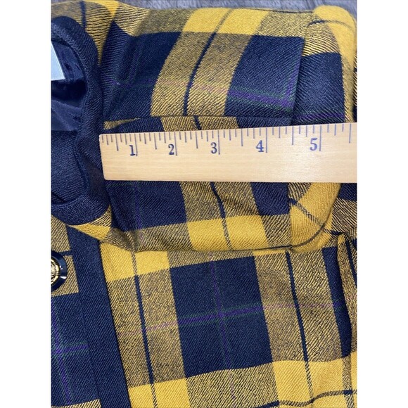 KASPER For ALS Vtg SKIRT SUIT In Mustard & Blue Plaid Size 6P w/Shoulder Pads - Picture 13 of 16